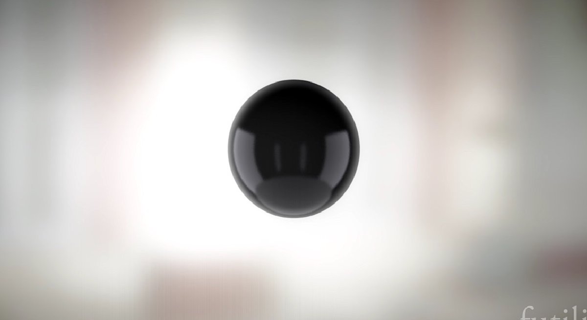 Graphic showing a black sphere in space